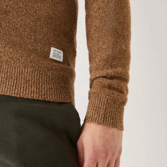 FRANK AND OAK Mens The Boucle Knit Crewneck SWEATER Size XXL Kelp Brown NEW - Picture 4 of 9
